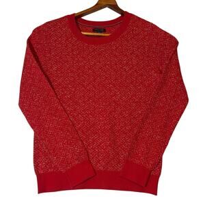 Tommy Hilfiger Women Red & Gold-Toned Embroidered Shimmery Pullover Sweater Sz S